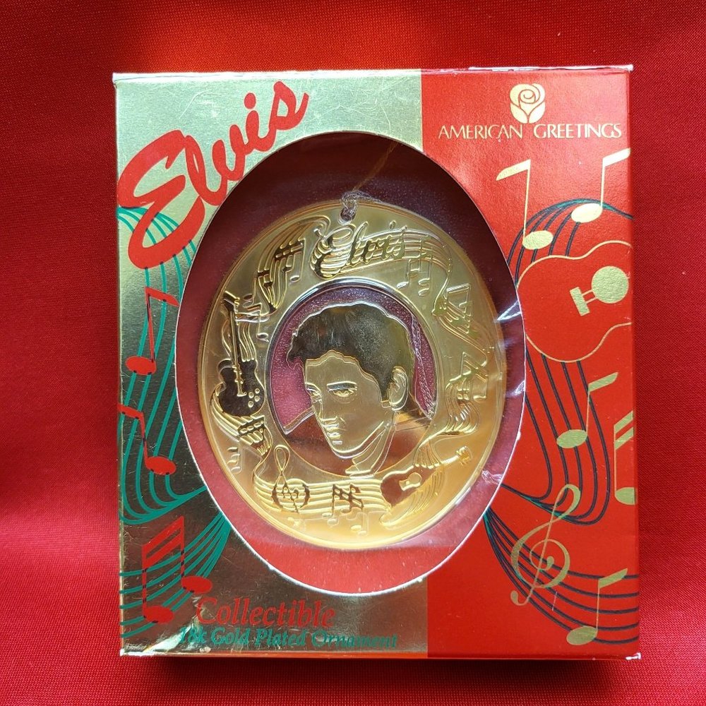 American Greetings Elvis Collectible 18k Gold Plated Ornament Gold Plated